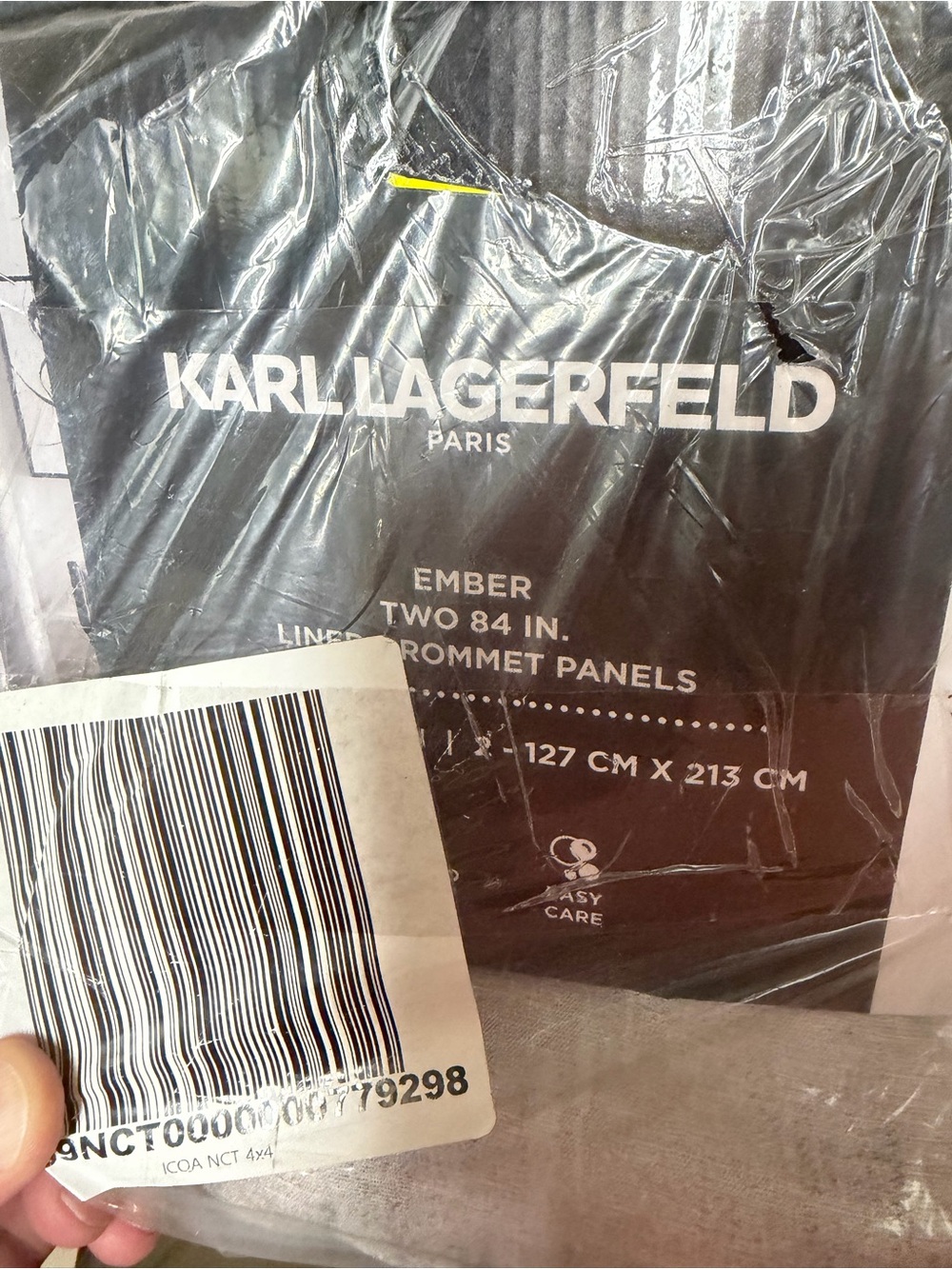 Karl Lagerfeld Paris ‘Ember’ Jaquard blackout window curtain panel pair 84” grey